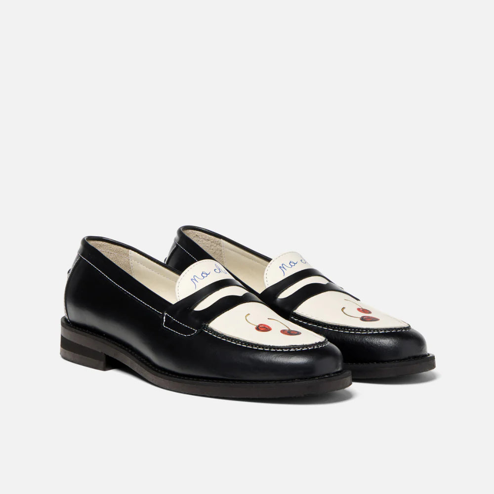 Mocassins Wilde Black & White Cherry