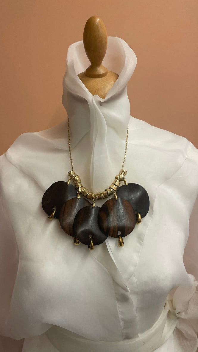 Collier avec pastilles en ébène - Collection Ethnique