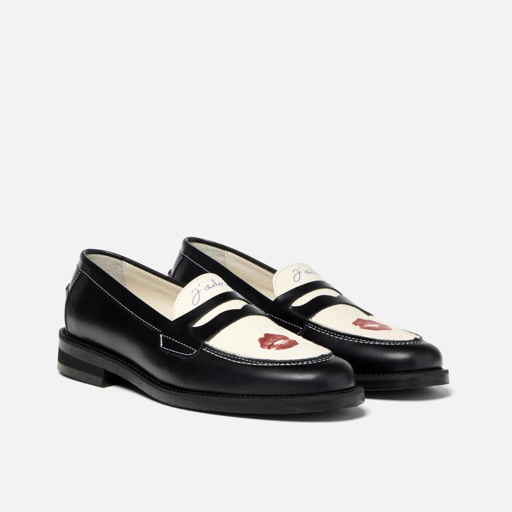 Mocassins Wilde Black & White Kiss
