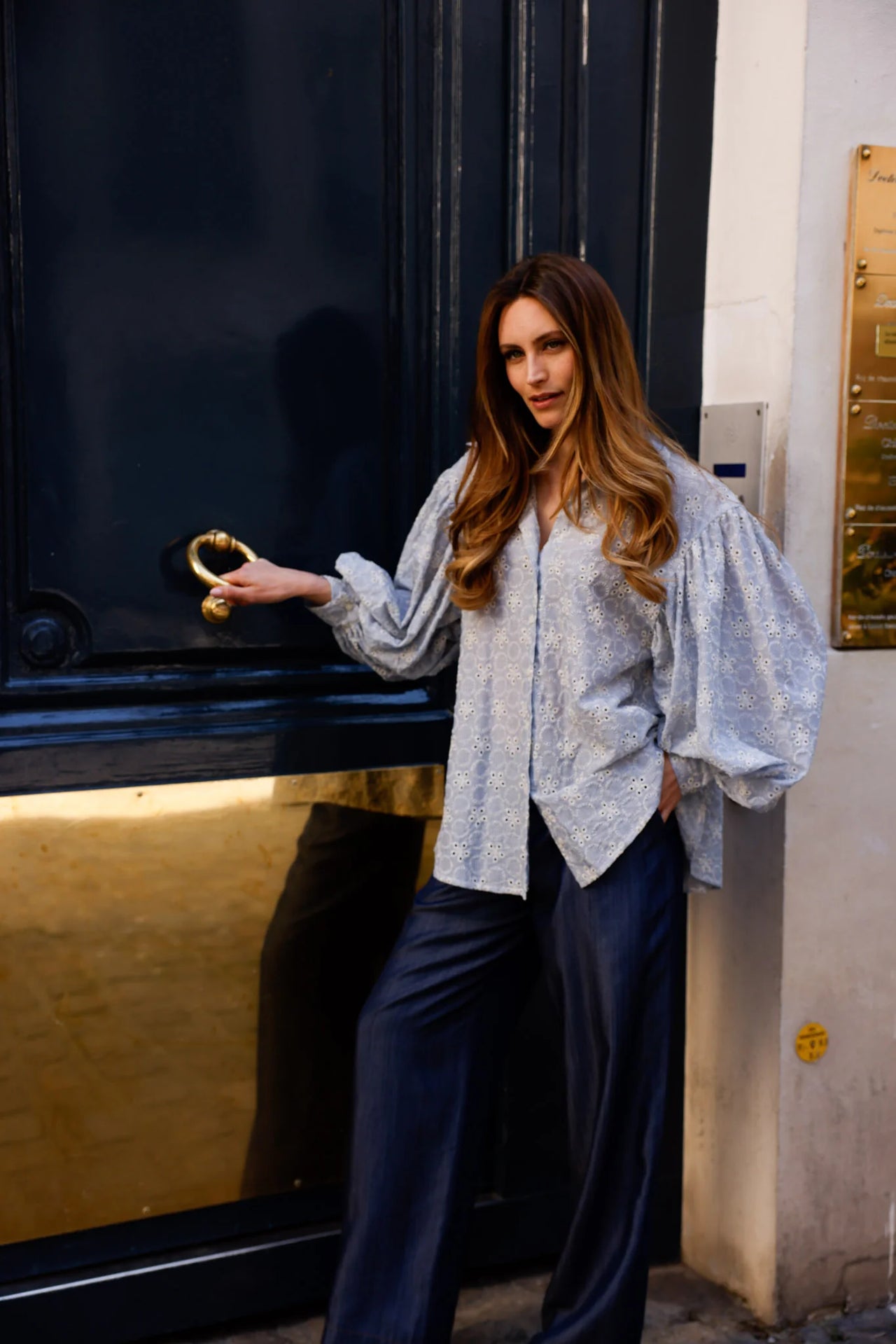Blouse NATACHA - broderie Bleue