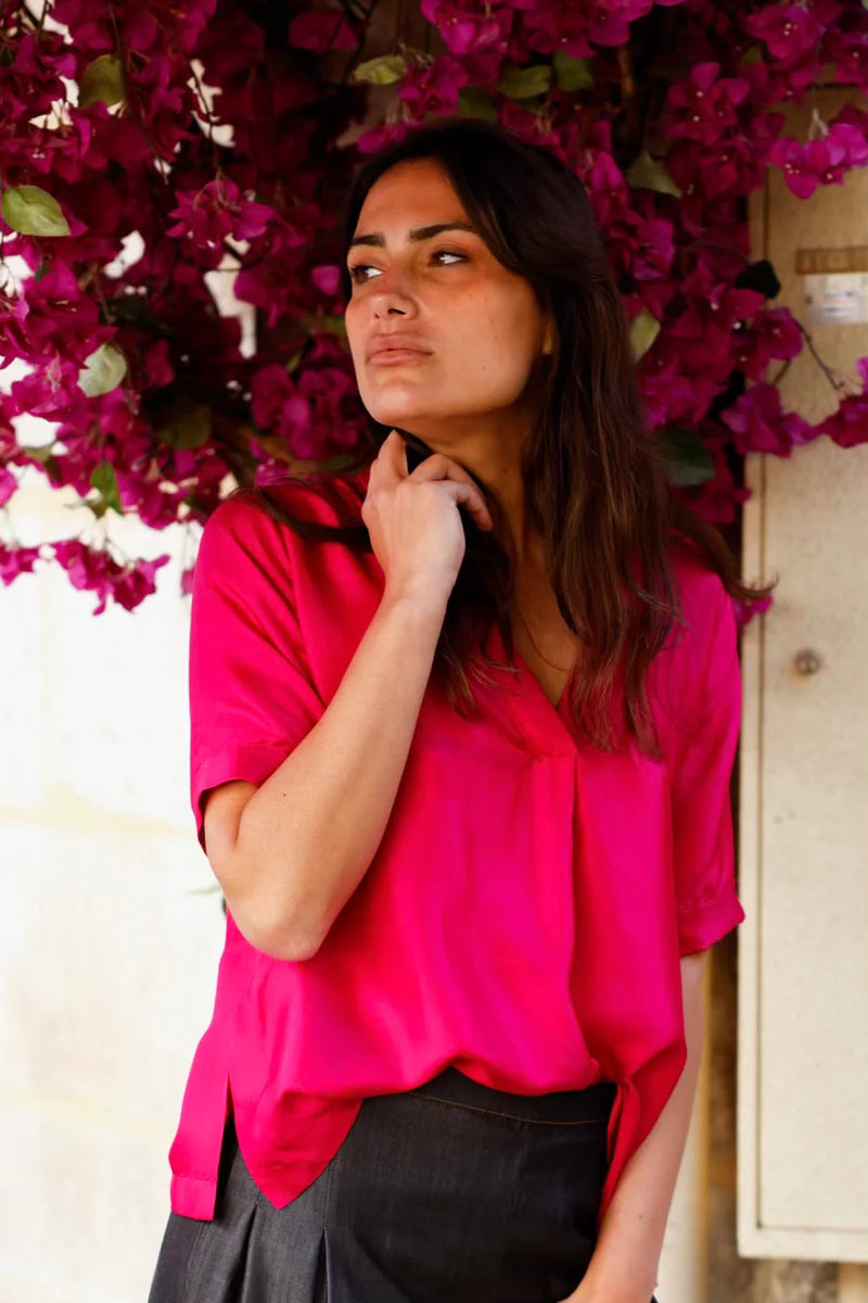 Top NOÉ Fuchsia - 100% soie