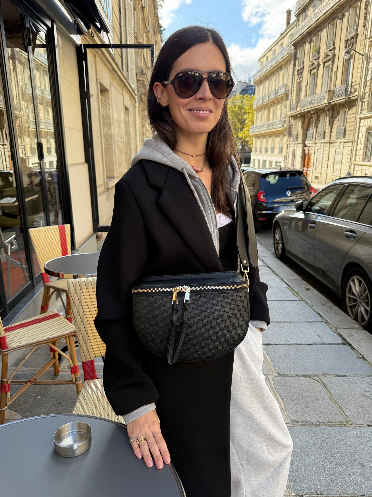 La Banane Tchikita en cuir agneau noir tresse sublime
