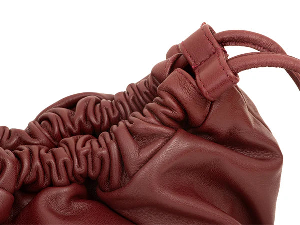Sac Denise en agneau plonge bordeaux chic