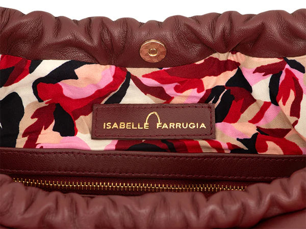 Sac Denise en agneau plonge bordeaux chic