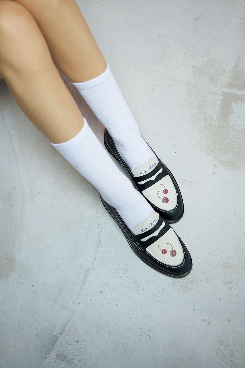 Mocassins Wilde Black & White Cherry