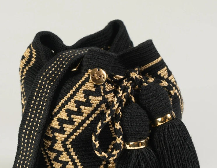 Petit sac Paralouwas - Noir et or avec bandoulière réglable