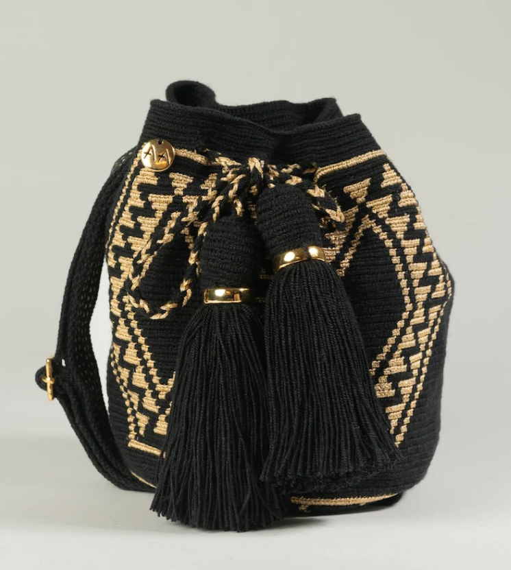 Petit sac Paralouwas - Noir et or avec bandoulière réglable