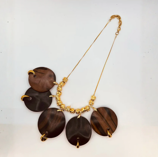 Collier avec pastilles en ébène #2 - Collection Ethnique