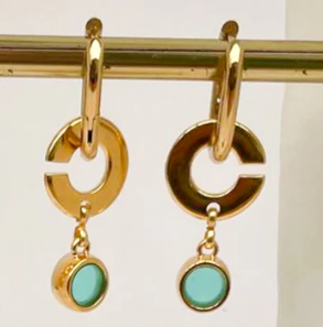 Boucles d'oreilles vitrail rond x CRISTAL - Turquoise