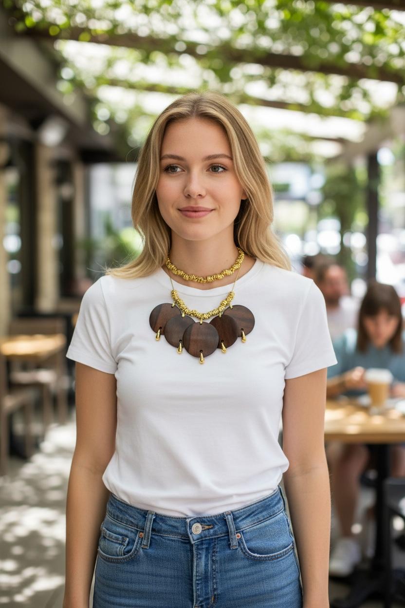 Collier avec pastilles en ébène #2 - Collection Ethnique