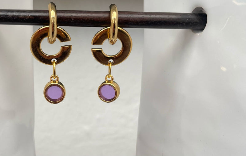 Boucles d'oreilles vitrail rond x CRISTAL - Violet