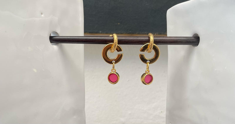 Boucles d'oreilles vitrail rond x CRISTAL - Rose