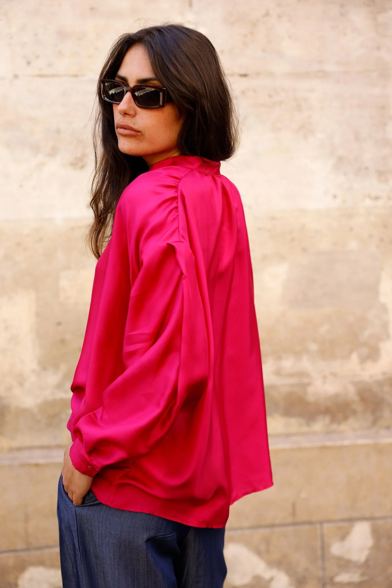 Blouse CLYDE - Fuchsia - 100% Soie