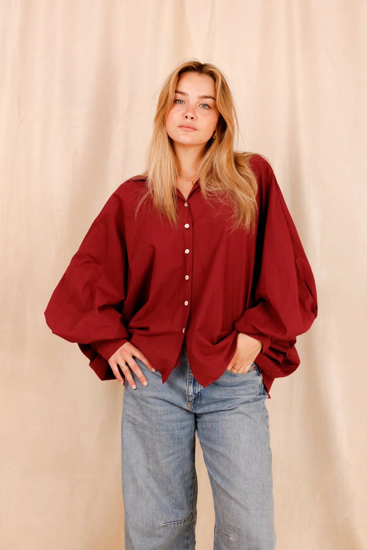 Chemise SATCHI - bordeaux - 100 % Voile de coton