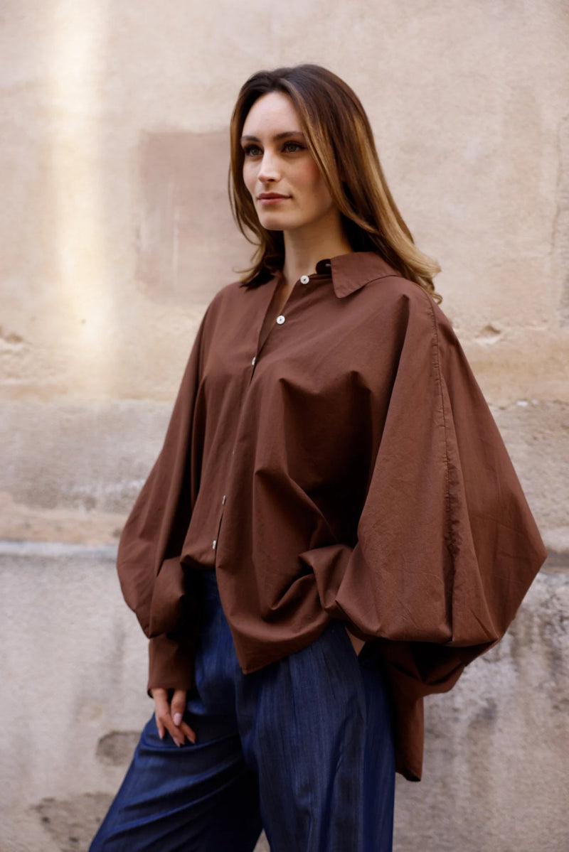 Chemise SATCHI - chocolat - 100 % Voile de coton