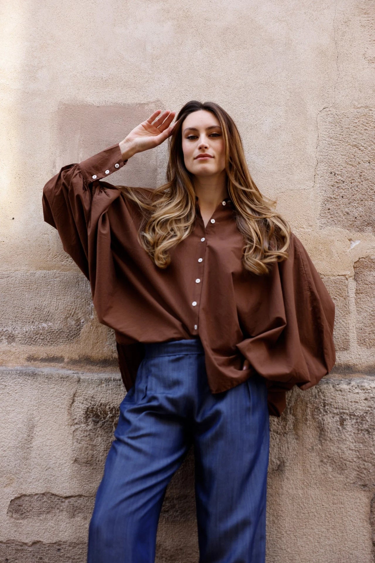 Chemise SATCHI - chocolat - 100 % Voile de coton