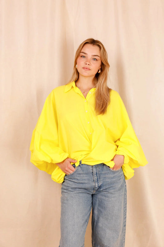 Chemise SATCHI - jaune - 100 % Voile de coton