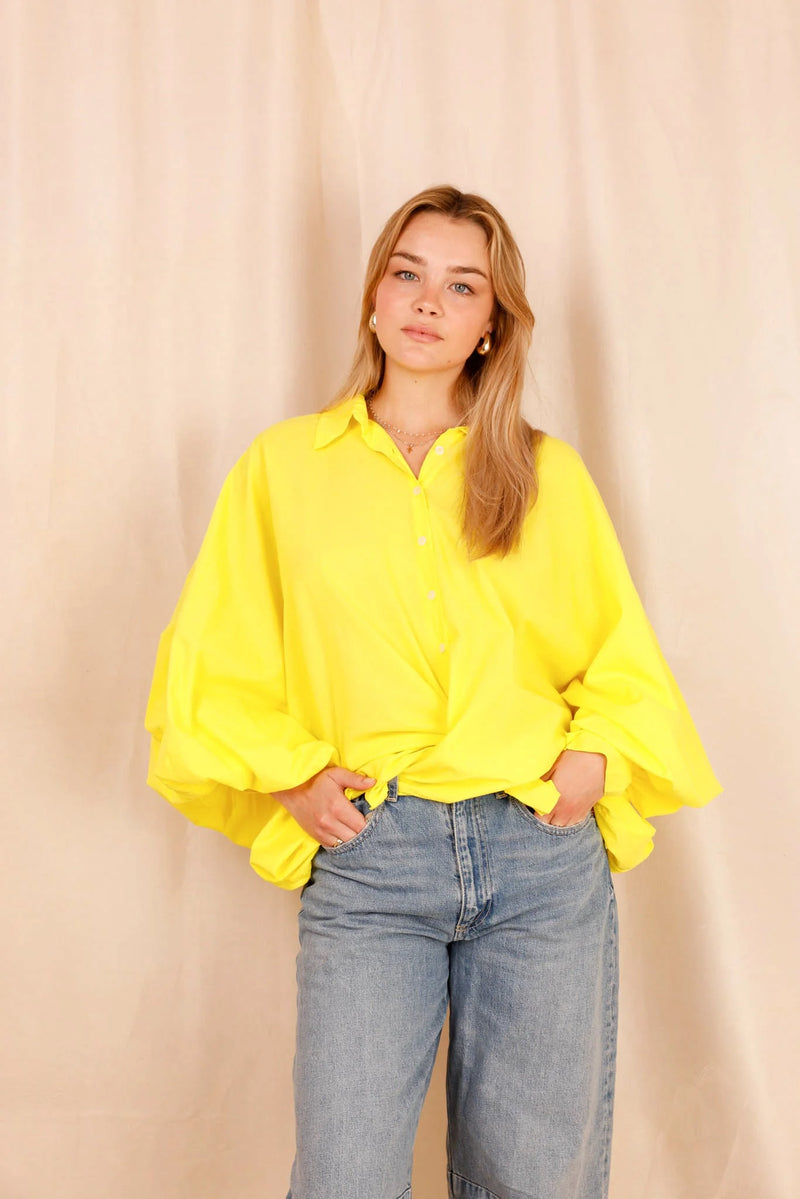 Chemise SATCHI - jaune - 100 % Voile de coton