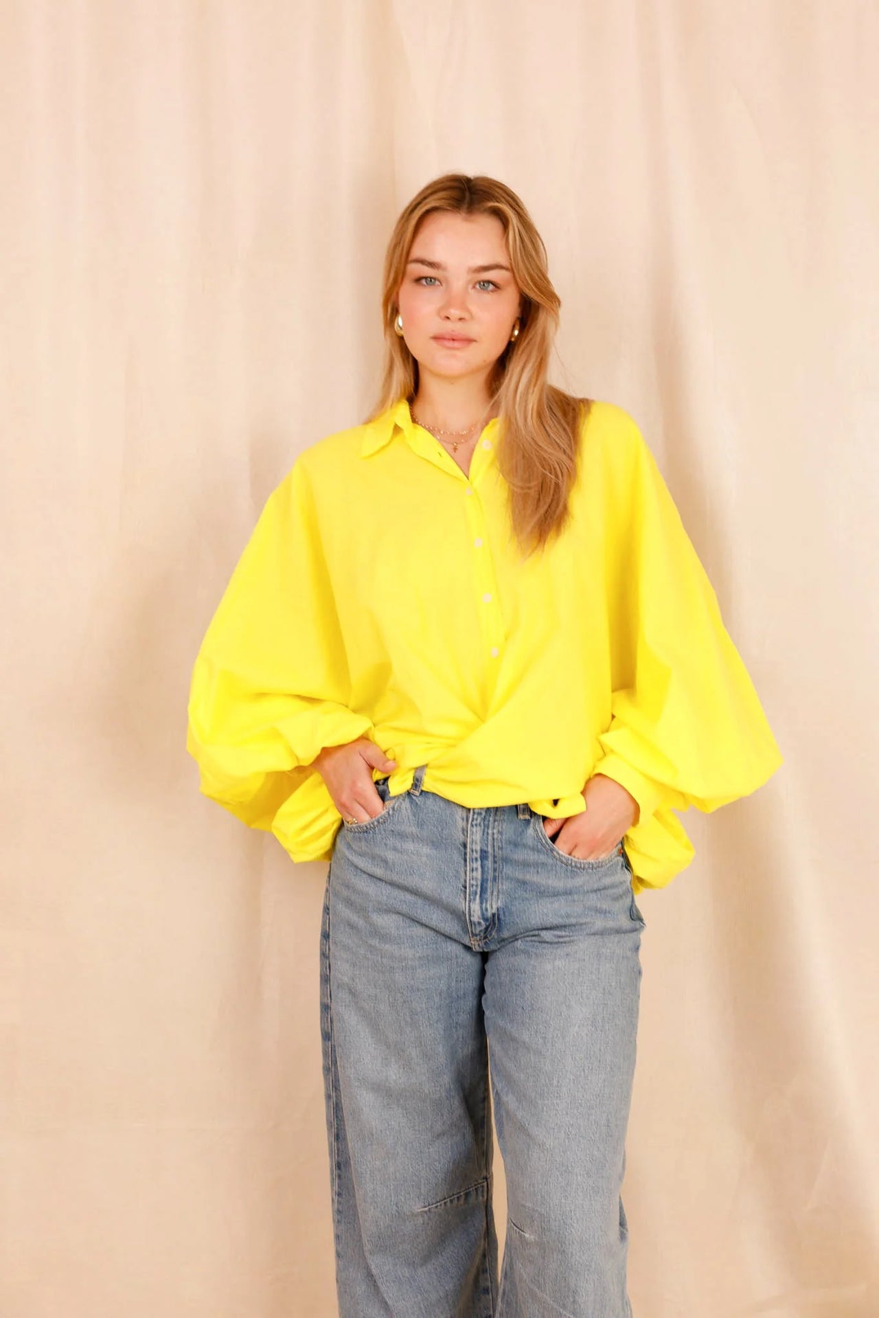 Chemise SATCHI - jaune - 100 % Voile de coton