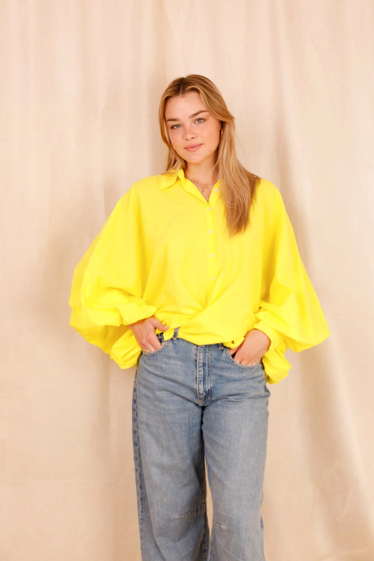 Chemise SATCHI - jaune - 100 % Voile de coton