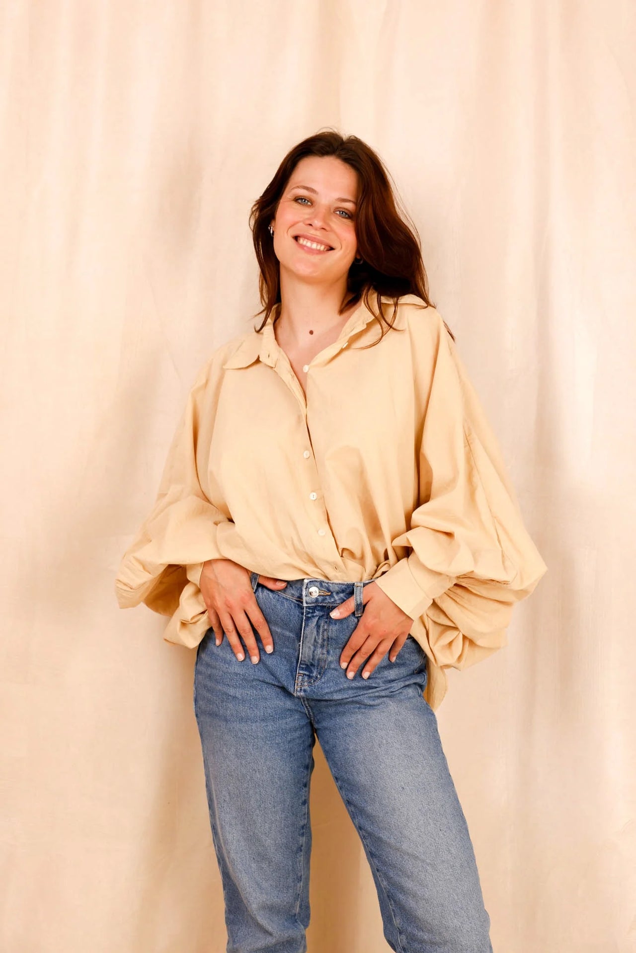 Chemise SATCHI - amande - 100 % Voile de coton