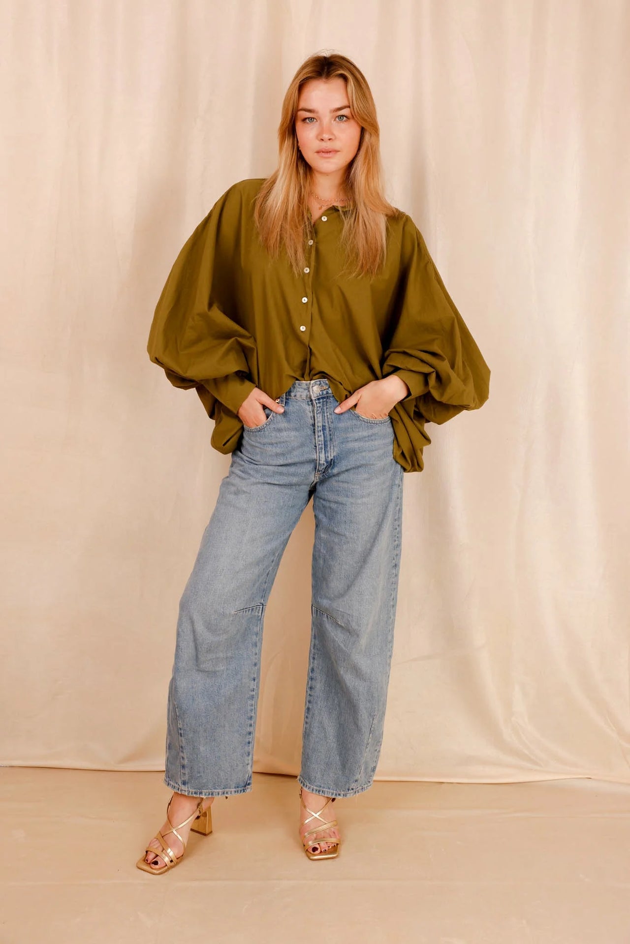 Chemise SATCHI - olive - 100 % Voile de coton