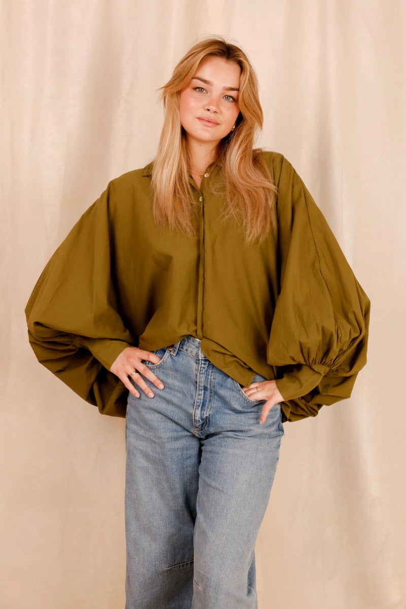 Chemise SATCHI - olive - 100 % Voile de coton
