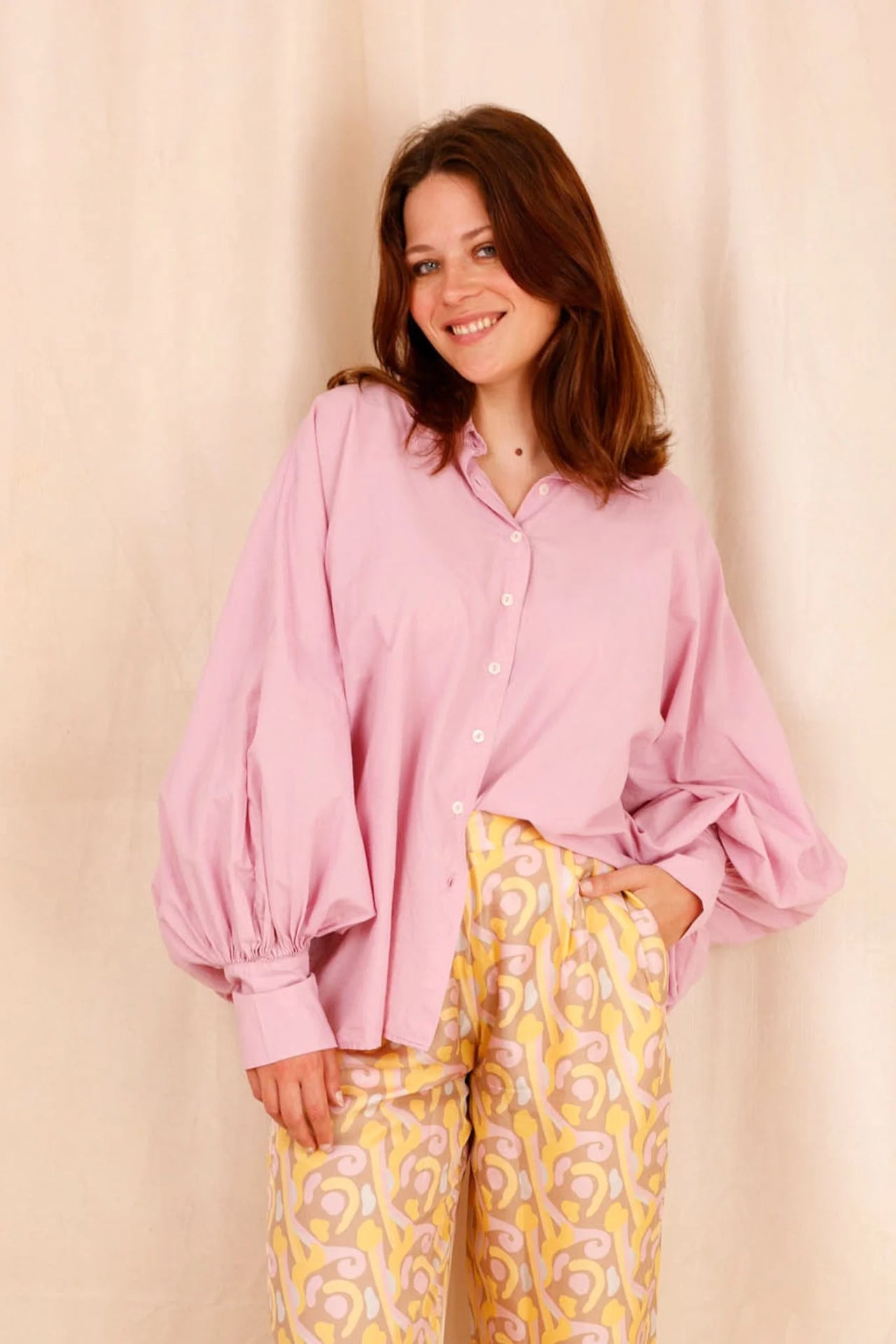 Chemise SATCHI - parme - 100 % Voile de coton