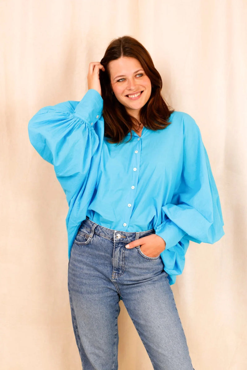 Chemise SATCHI - turquoise - 100 % Voile de coton