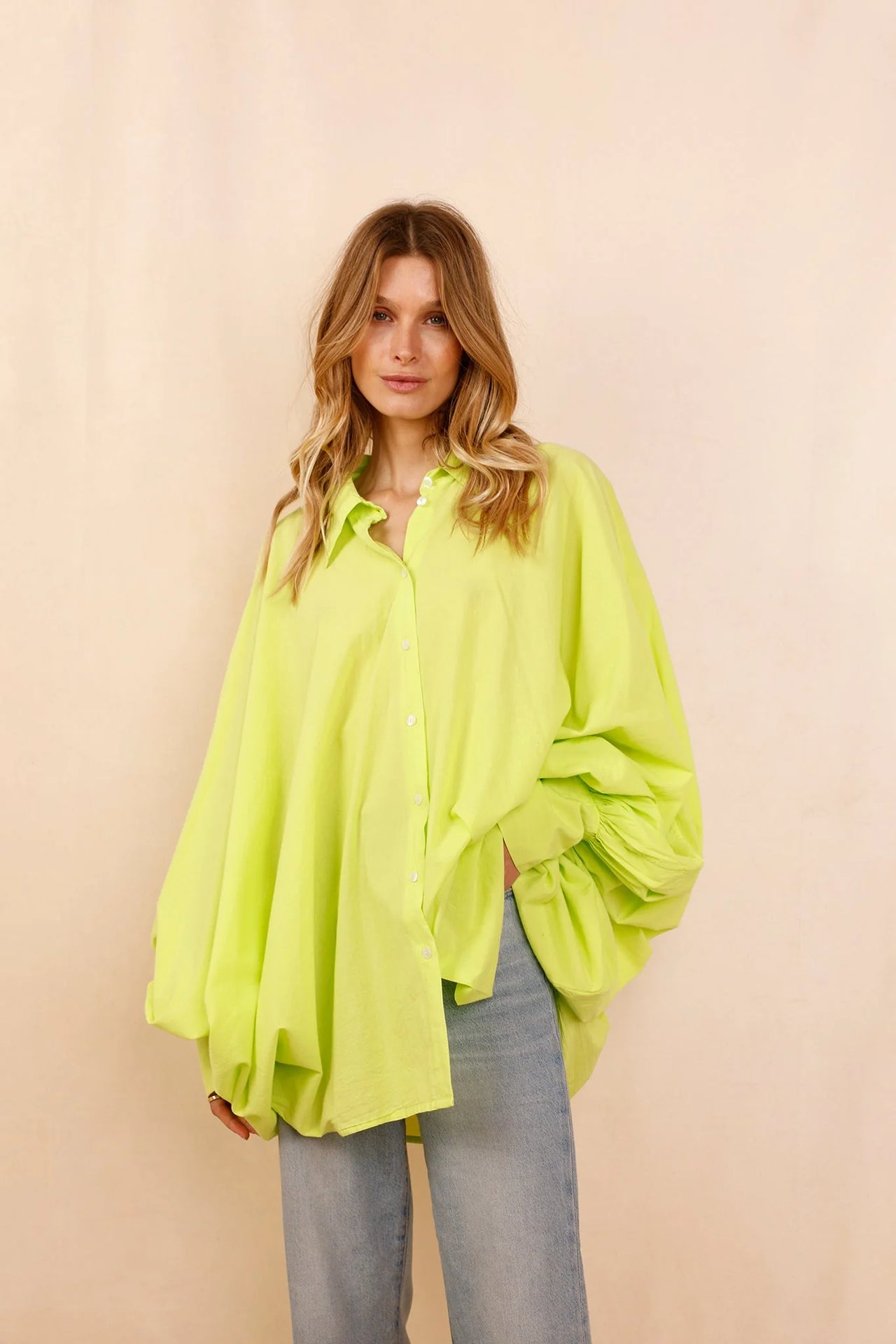 Chemise SATCHI - vert fluo - 100 % Voile de coton