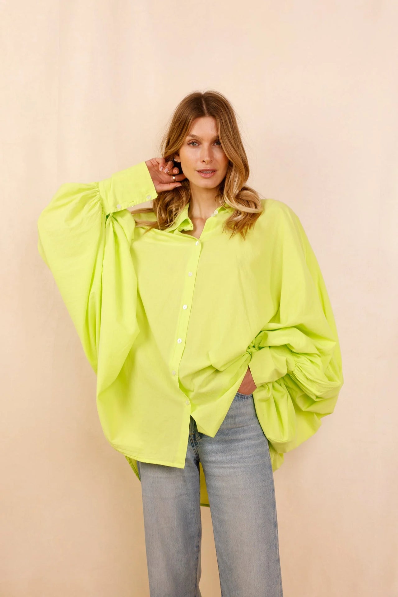Chemise SATCHI - vert fluo - 100 % Voile de coton