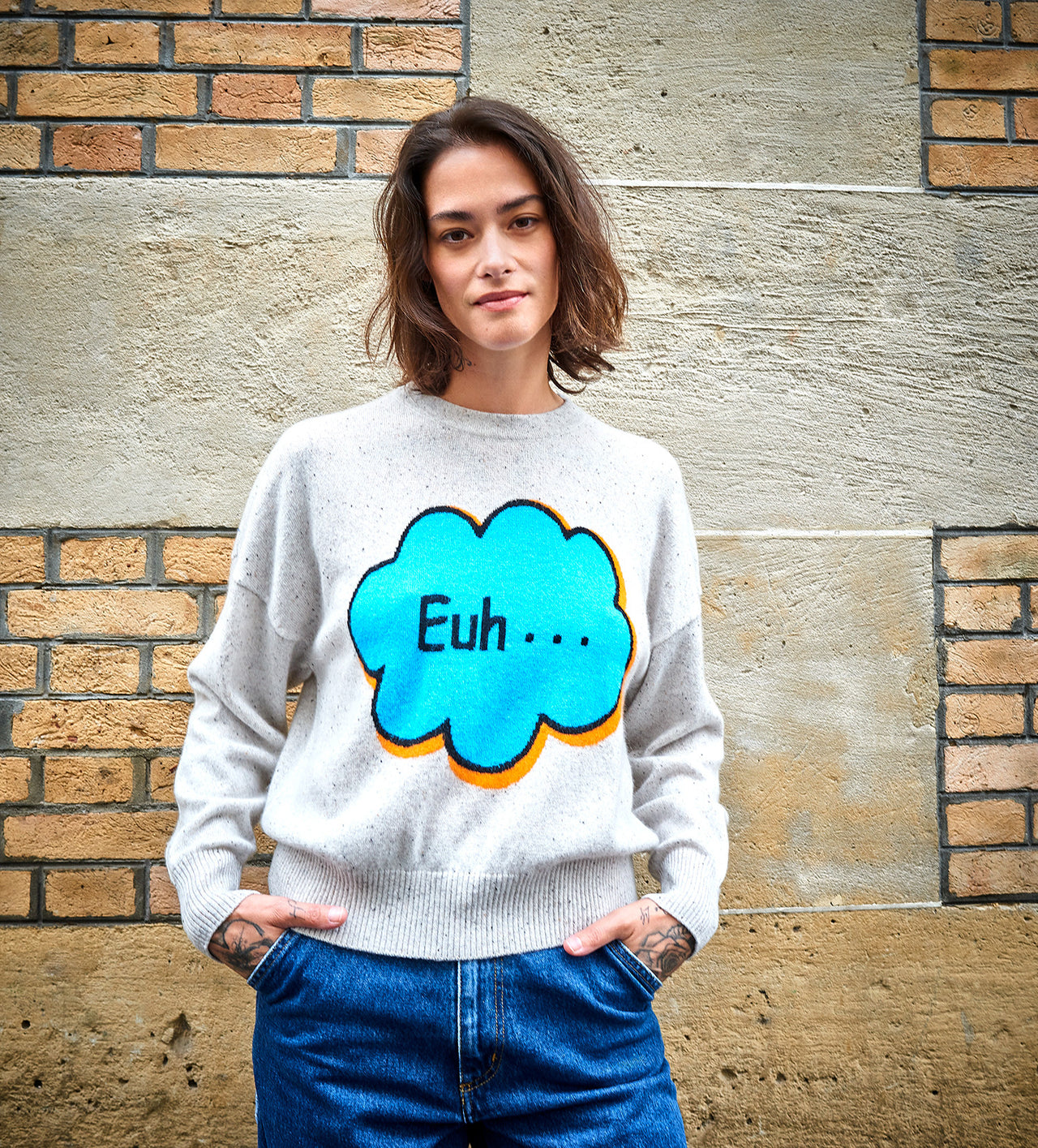 EUH... - Pull Cachemire Femme | Gris chiné