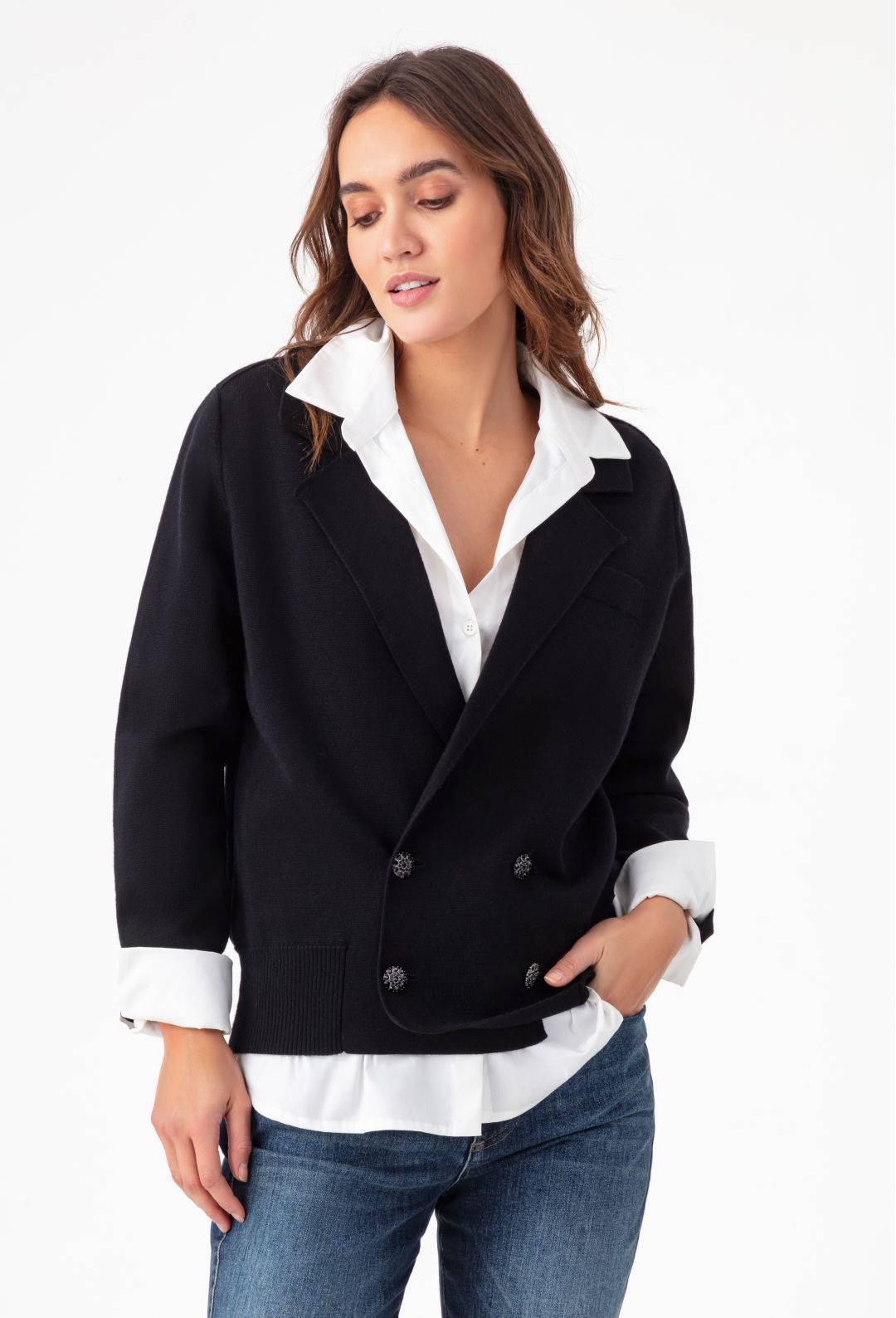 Gilet Megane en maille noire