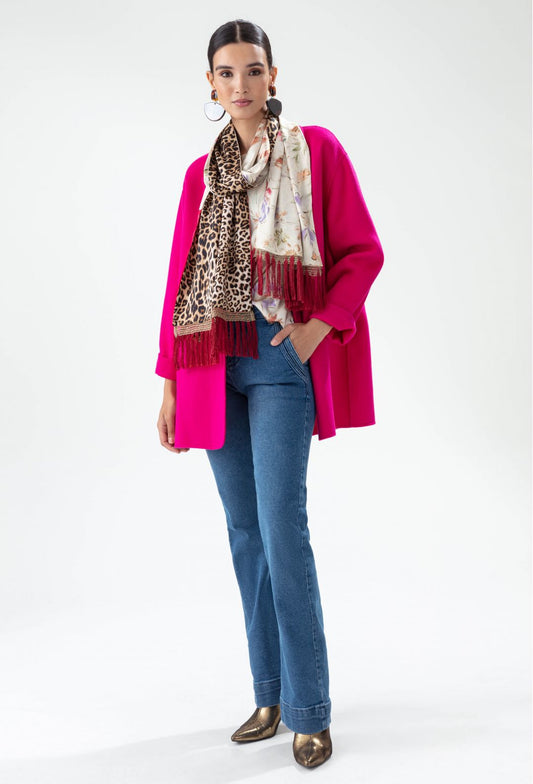 Manteau double face Amalia fuchsia 100% laine