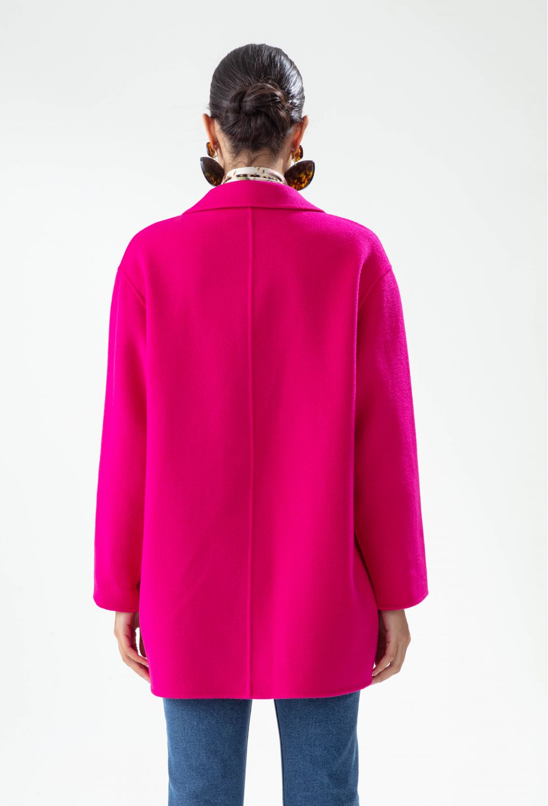 Manteau double face Amalia fuchsia 100% laine