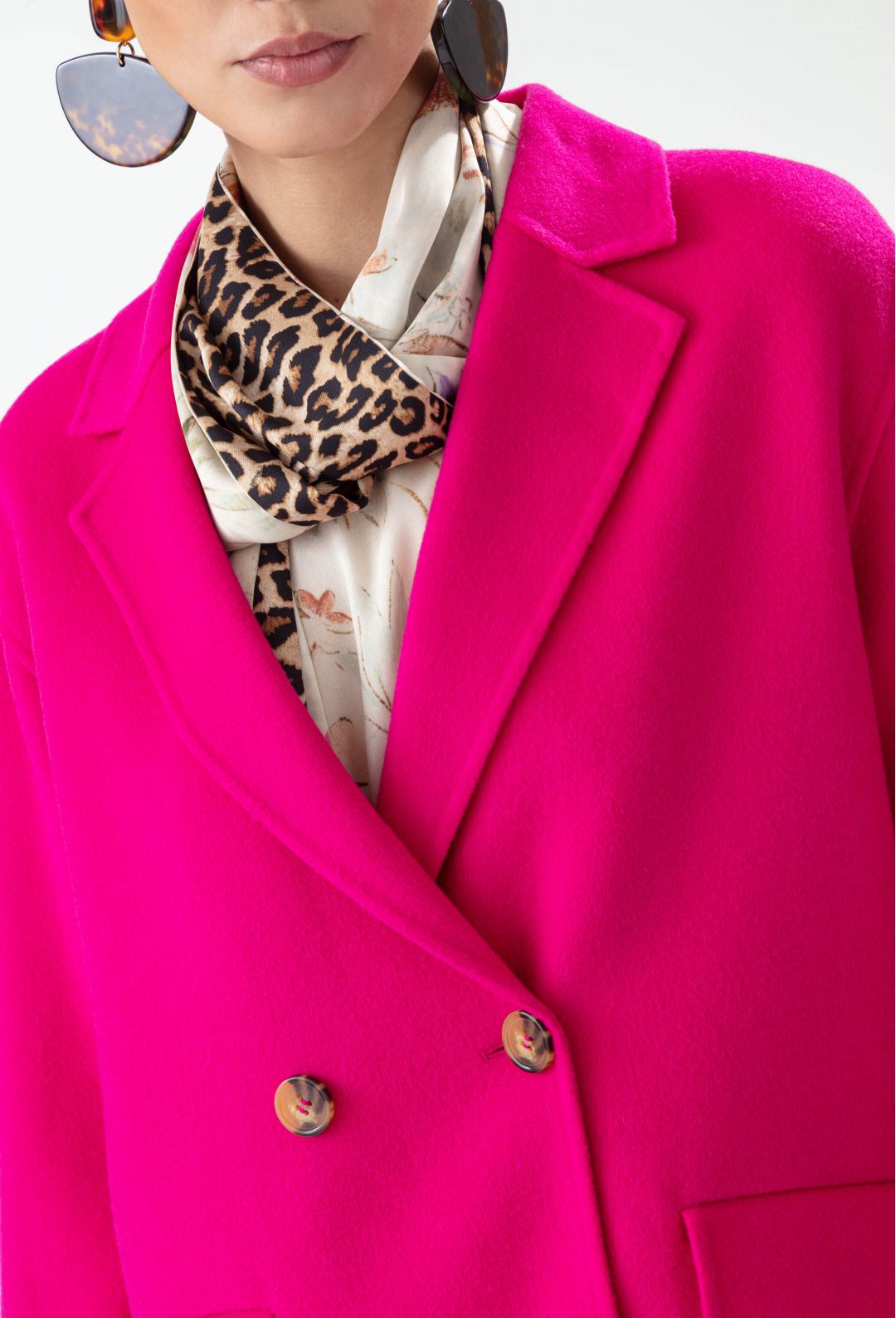 Manteau double face Amalia fuchsia 100% laine