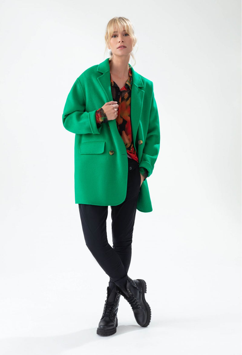 Manteau double face Amalia vert 100% laine