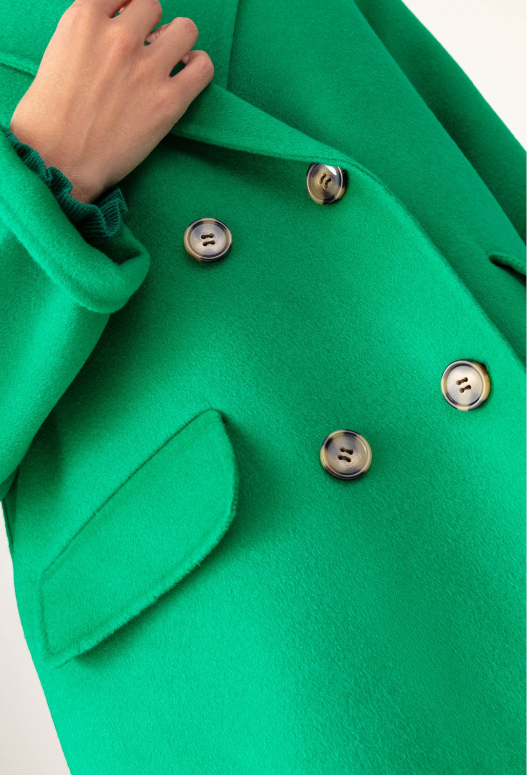 Manteau double face Amalia vert 100% laine