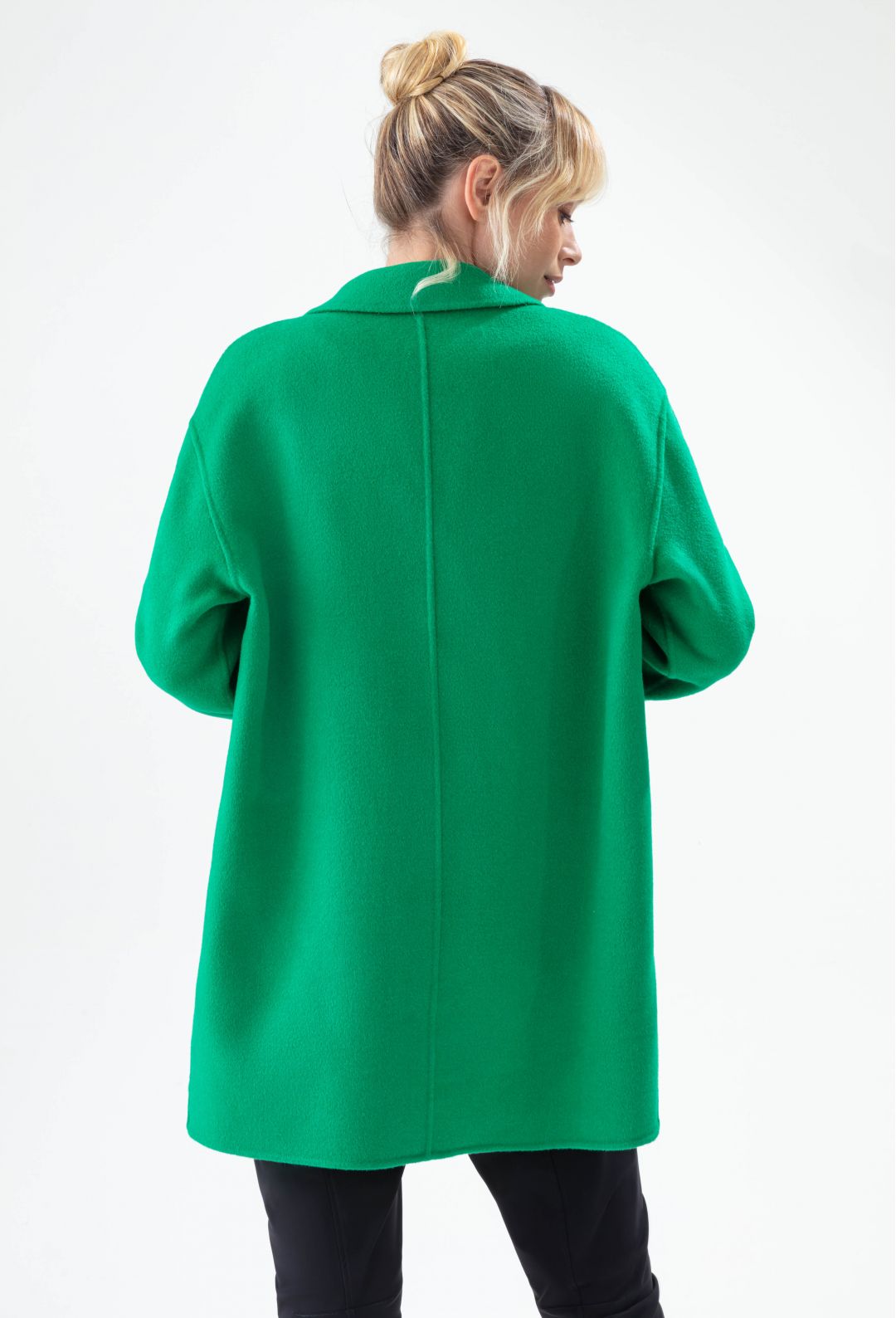 Manteau double face Amalia vert 100% laine