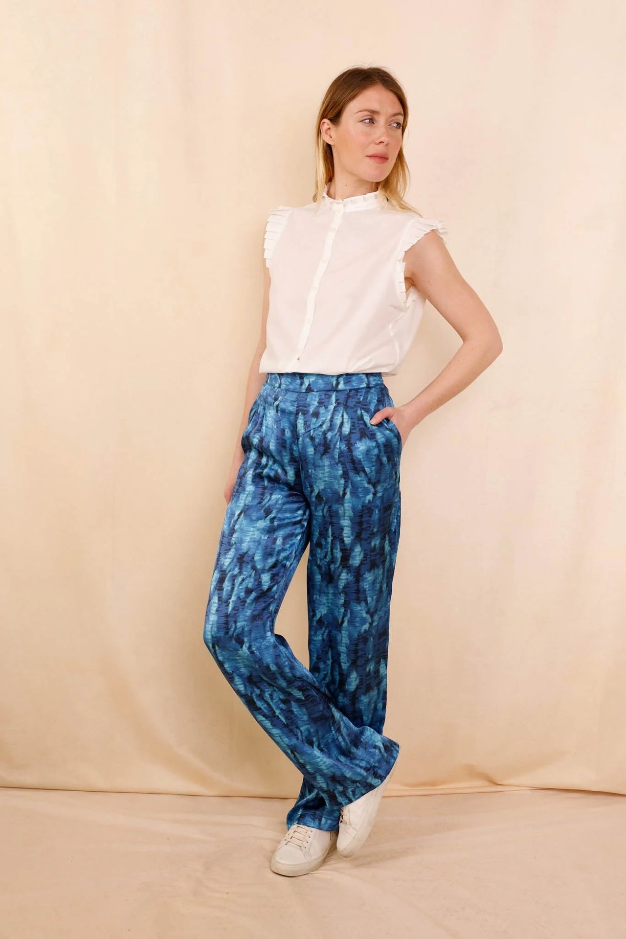 Pantalon ANGE Blue Lagoon - 100% soie