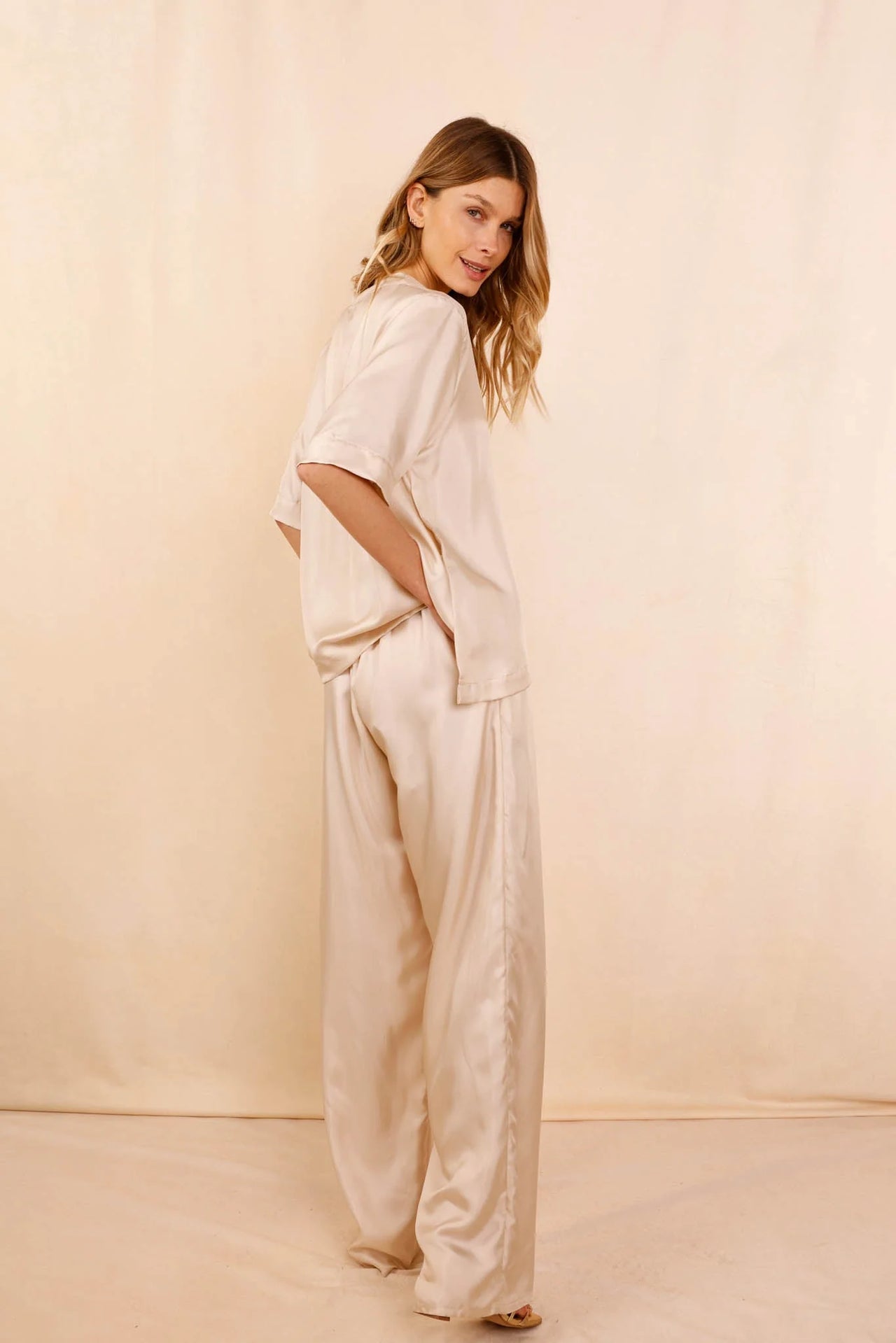 Pantalon ANGE Champagne - 100% soie