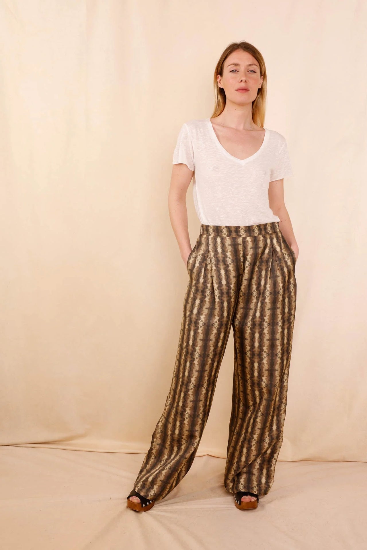 Pantalon ANGE Moka - 100% soie