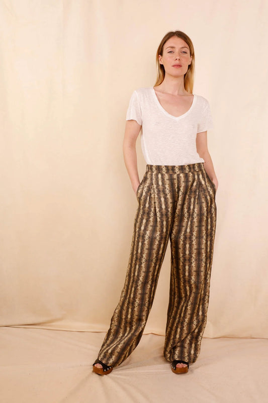 Pantalon ANGE Moka - 100% soie