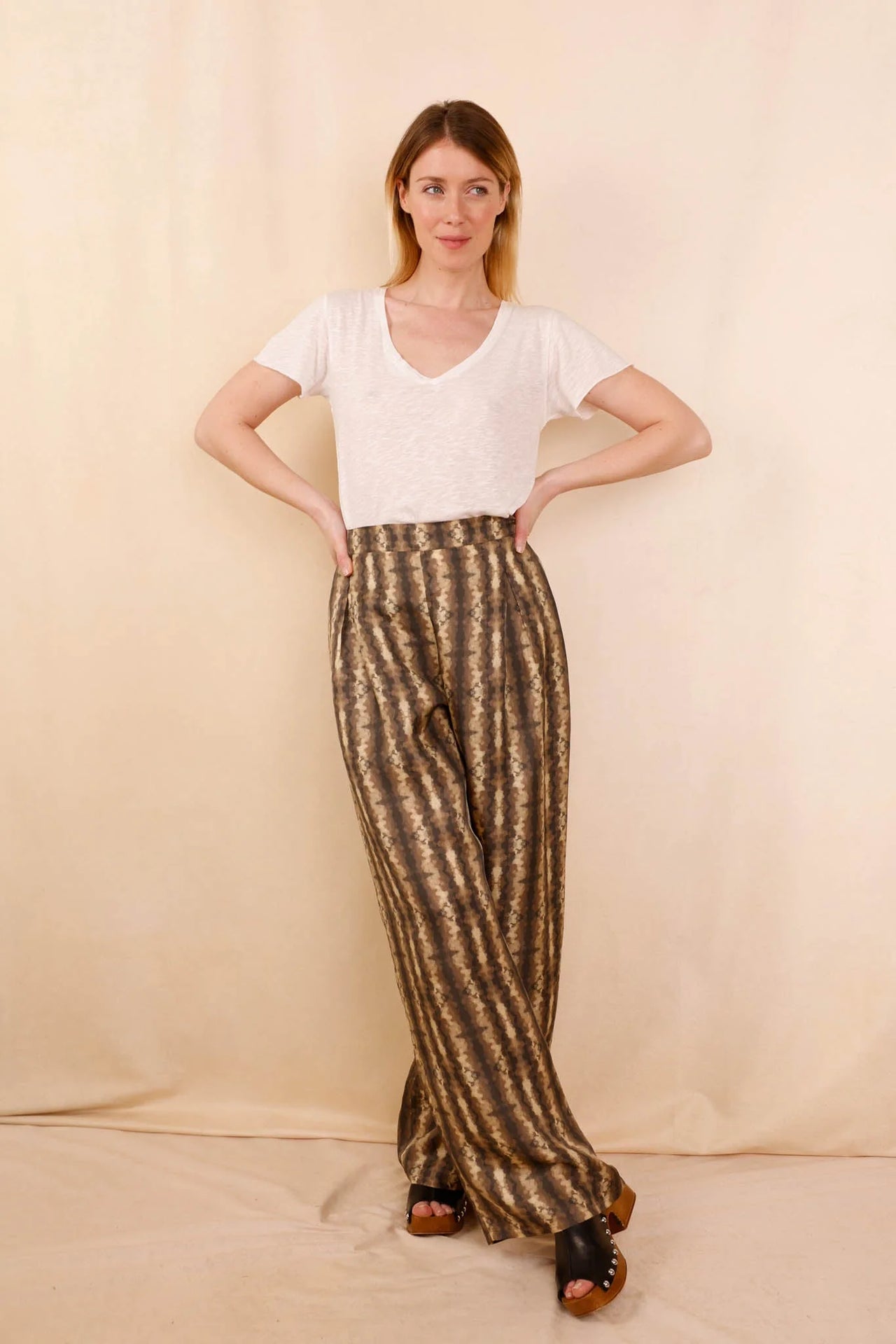 Pantalon ANGE Moka - 100% soie