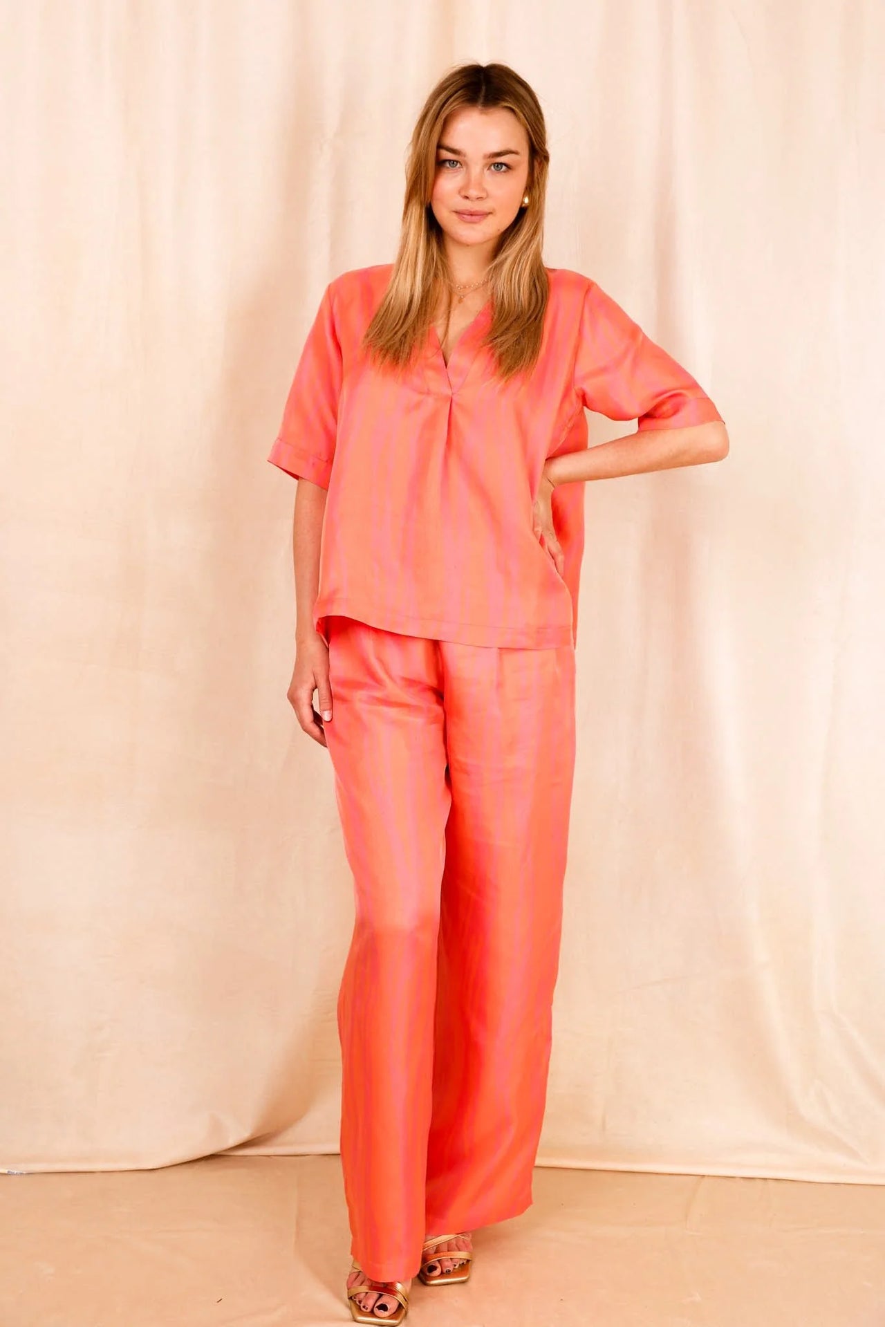 Pantalon ANGE Rose - 100% soie