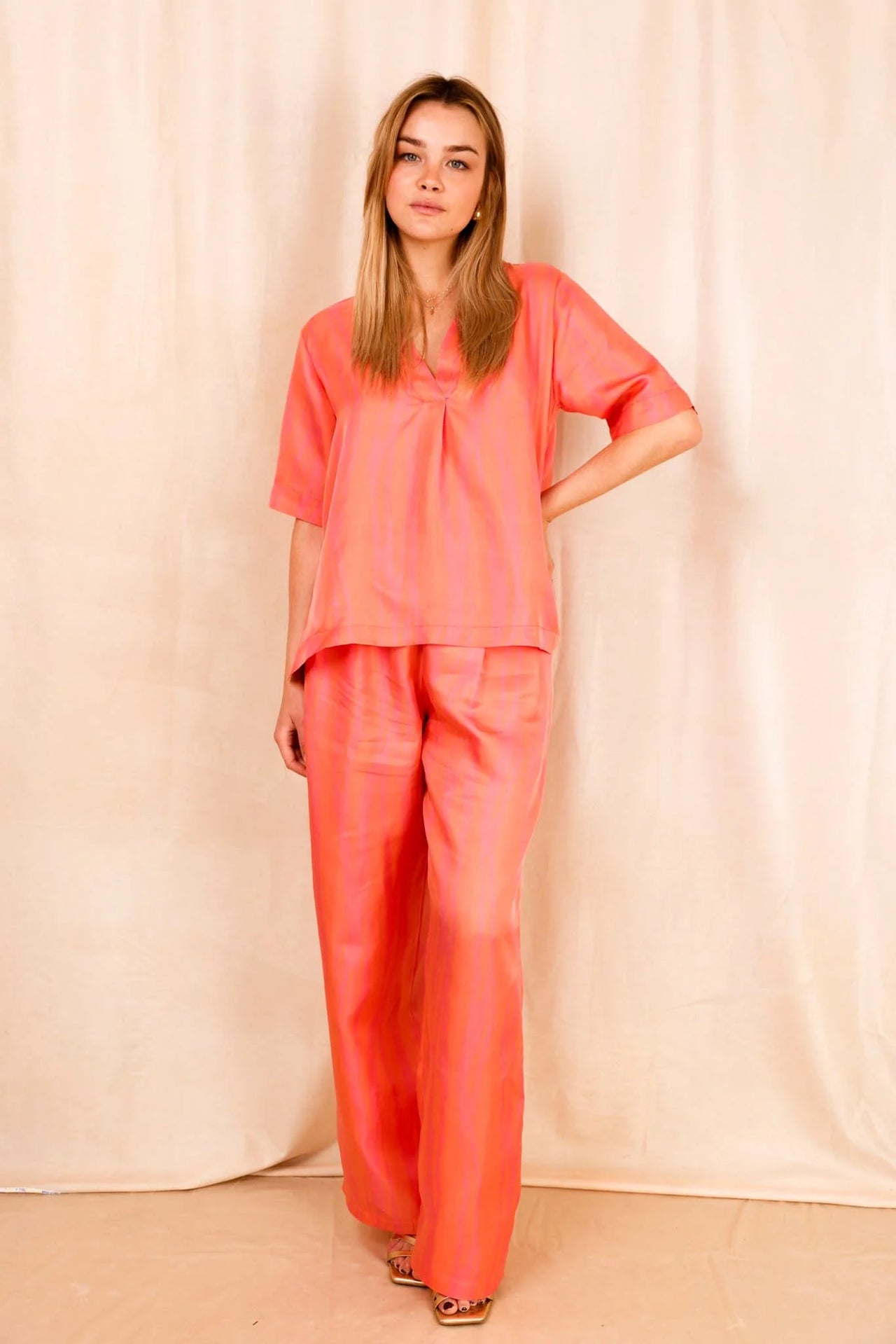 Pantalon ANGE Rose - 100% soie