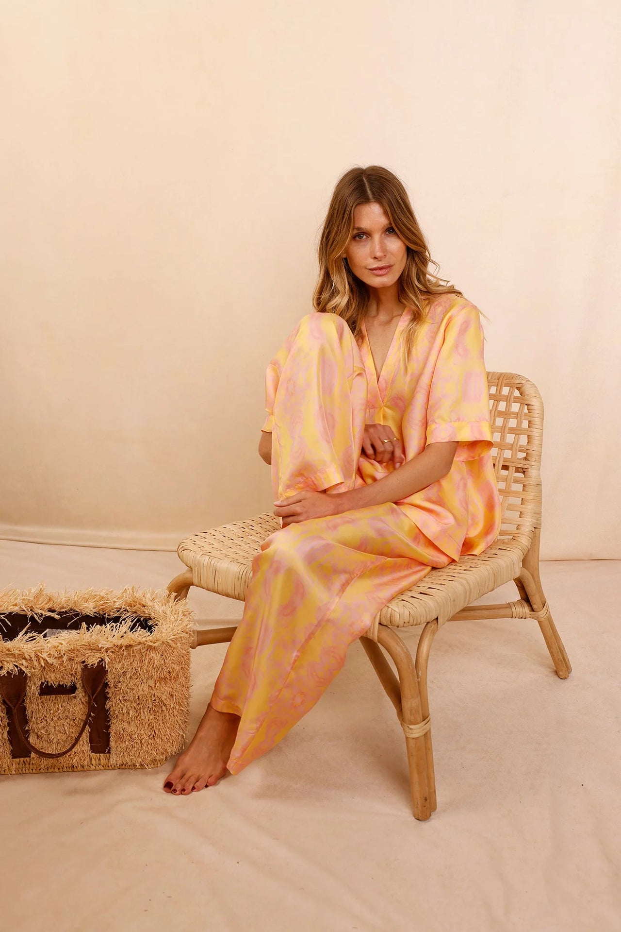 Pantalon ANGE Yellow Summer - 100% soie