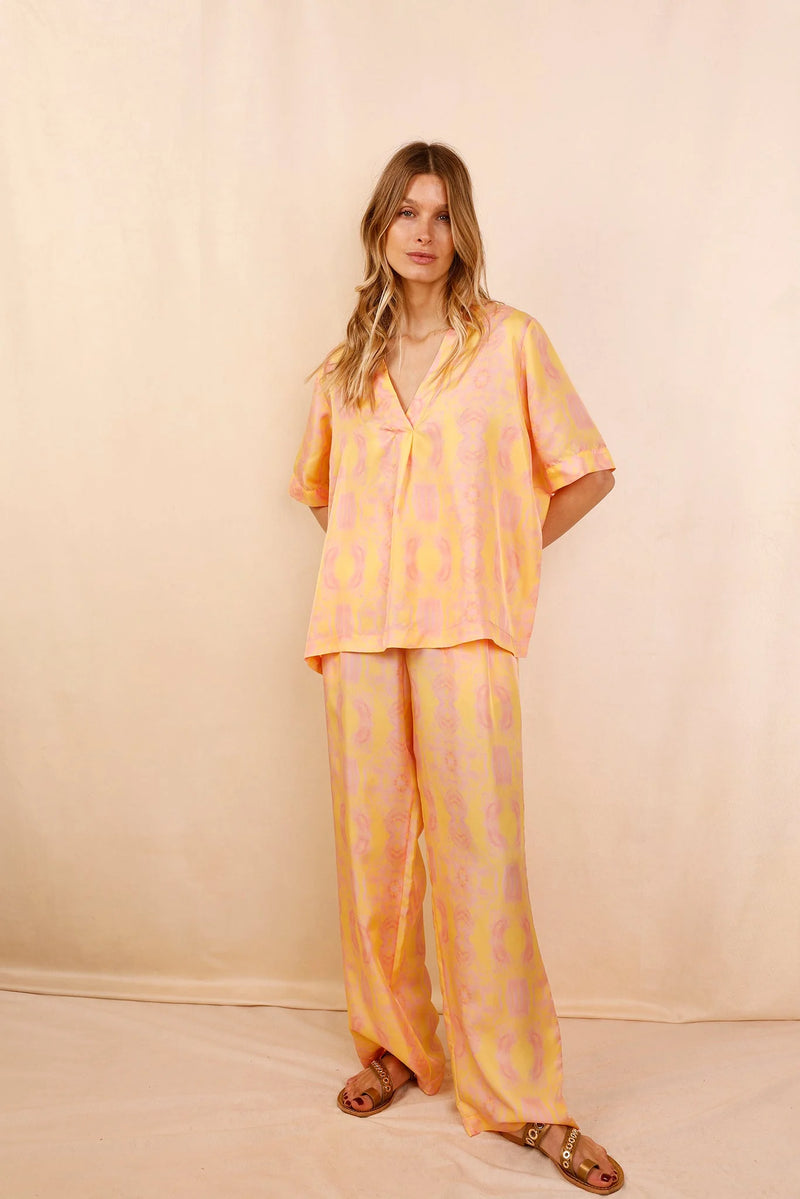 Pantalon ANGE Yellow Summer - 100% soie