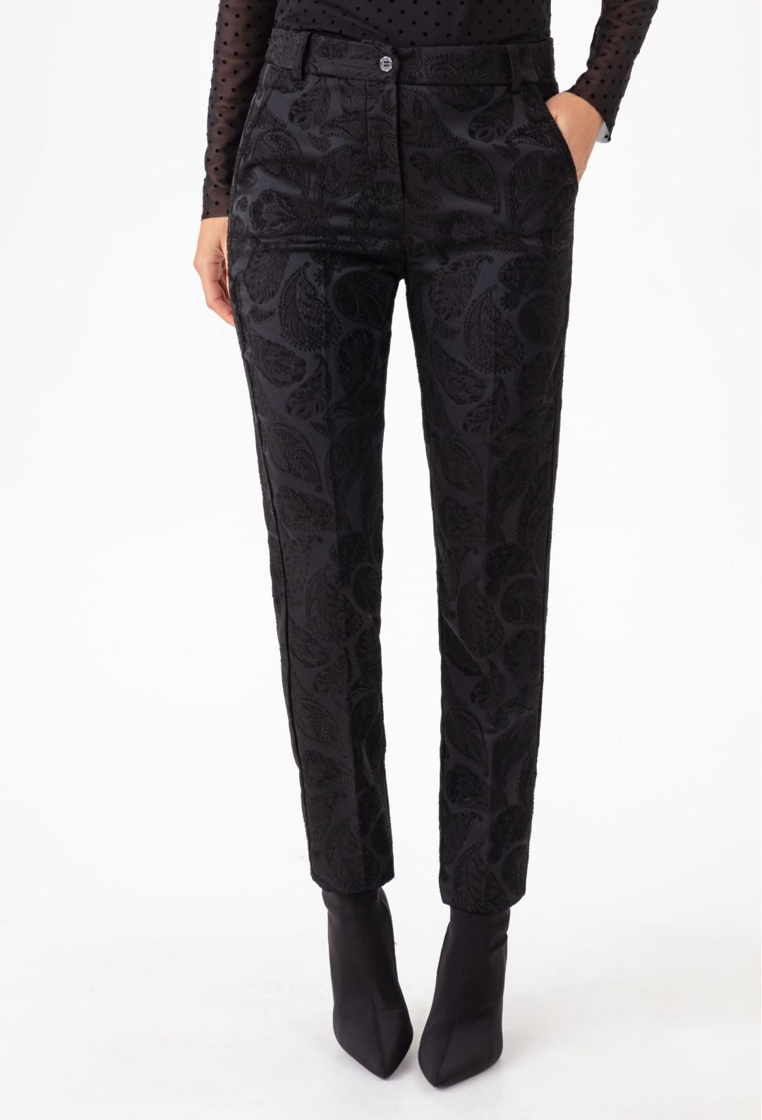 Pantalon cigarette Baker en jacquard noir