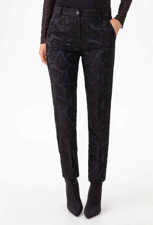 Pantalon cigarette Baker en jacquard noir